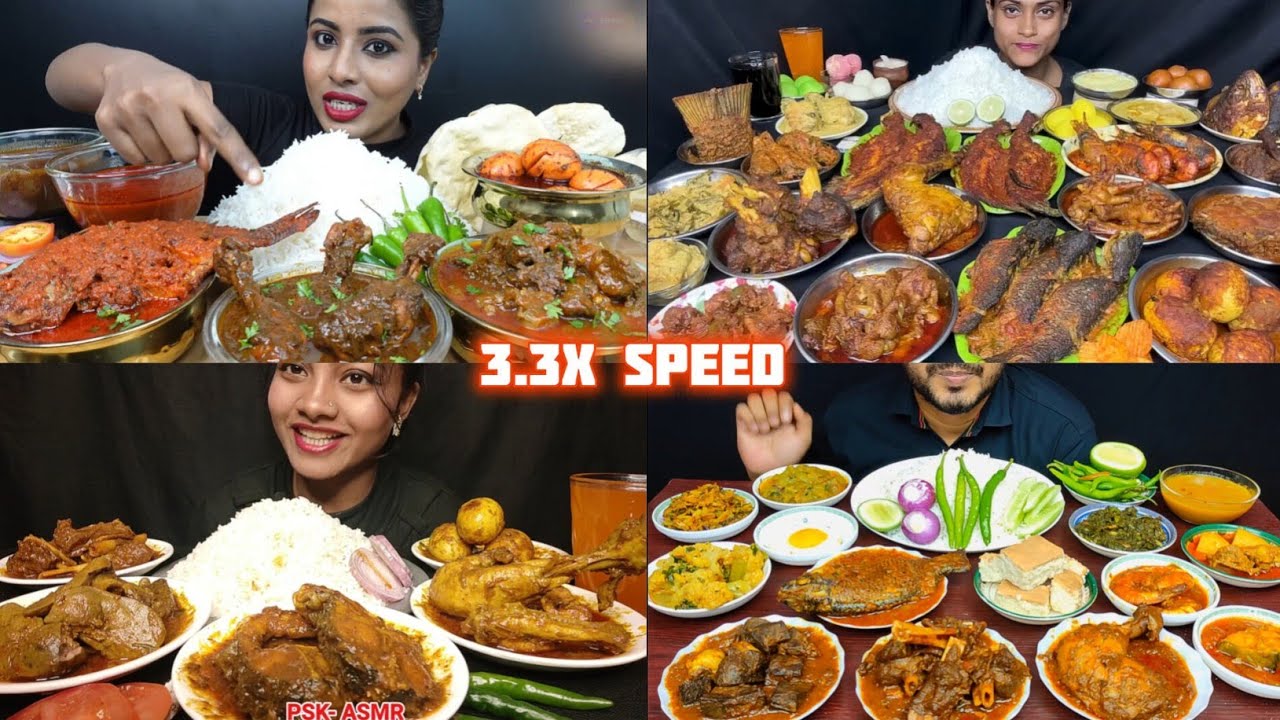 ⁣ASMR: Eating BIG FISH CURRY EATING CHALLENGE😜😋 CHICKEN CURRY MUTTON CURRY PRAWN CURRY EGG CURRY 