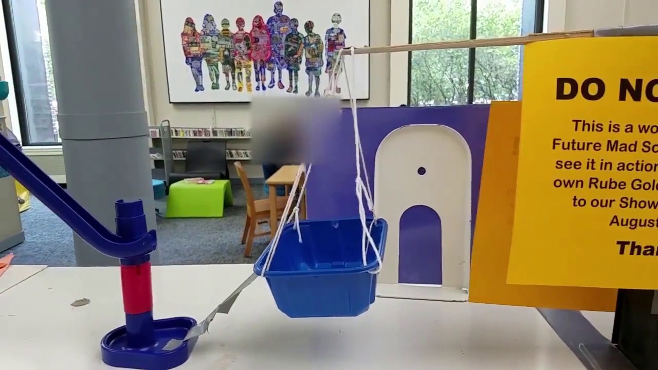 Rube Goldberg machine in the library!