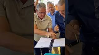 Momento simbólico de assinatura para a ponte do Rio das Rãns!
