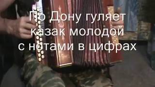 По Дону гуляет казак молодой с нотами в цифрах