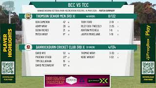 Bannockburn Cricket Club 3rd XI v Thomson Senior Men 3rd XI