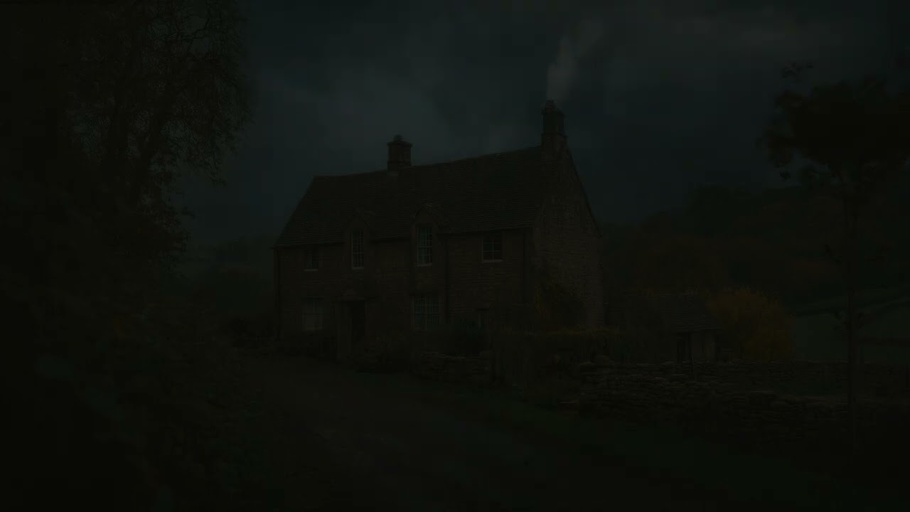 Cozy Fireplace in Rain | Deep Distant Thunders | Soft Rain Ambience for Deep Sleep