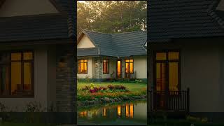 Modern One Story Japanese Roof Villa Minimalist Living In Nature