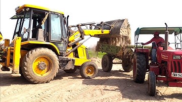Jcb 3dx Eco Excellence Machine Loading Red Mud In Mahindra And Powertrack Tractor | Jcb Video | Jcb