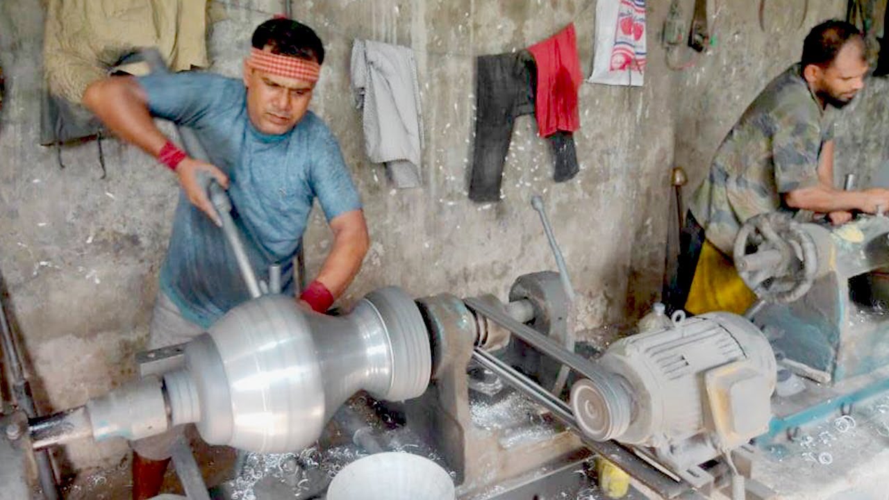 Aluminum utensil spinning workshop | Fast Extreme Big Metal Spinning Process Working Part-5