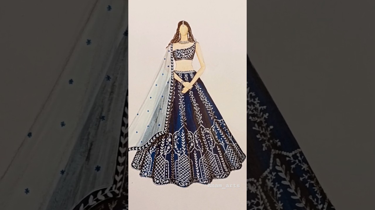 Bridal lehenga | Illustration fashion design, Fashion illustration dresses,  Bride fashion illustration