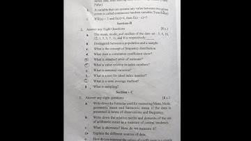 +3 3rd Semester Economics Honours, Core -  7 (Statistical Methods for Economics) Exam Questions 2021