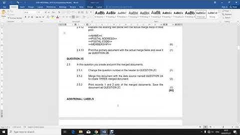 Office Data Processing L3 - Merged letters -  Unit 9.4 - P150 - Mr DS Mpanza