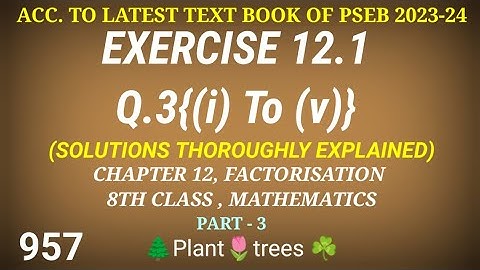 EXERCISE 12.1, Q.3{(i) To (v)}, CHAPTER 12, FACTORISATION , CLASS 8, MATHEMATICS