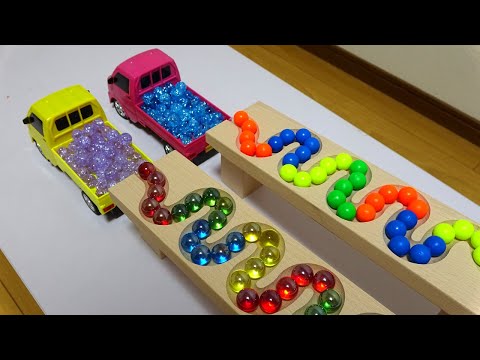 Marble Run Race ASMR ☆ HABA Slope & 2 RC Truck, Dump Truck, Garbage Truck Truck!