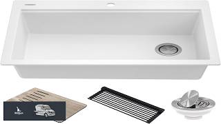KRAUS Bellucci Workstation 33 in. Drop In Single Bowl Granite Kitchen Sink