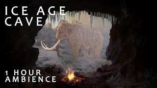 Ice Age Cave Ambience Asmr - 1 Hour - Blizzard, Crackling Campfire And Animal Sounds
