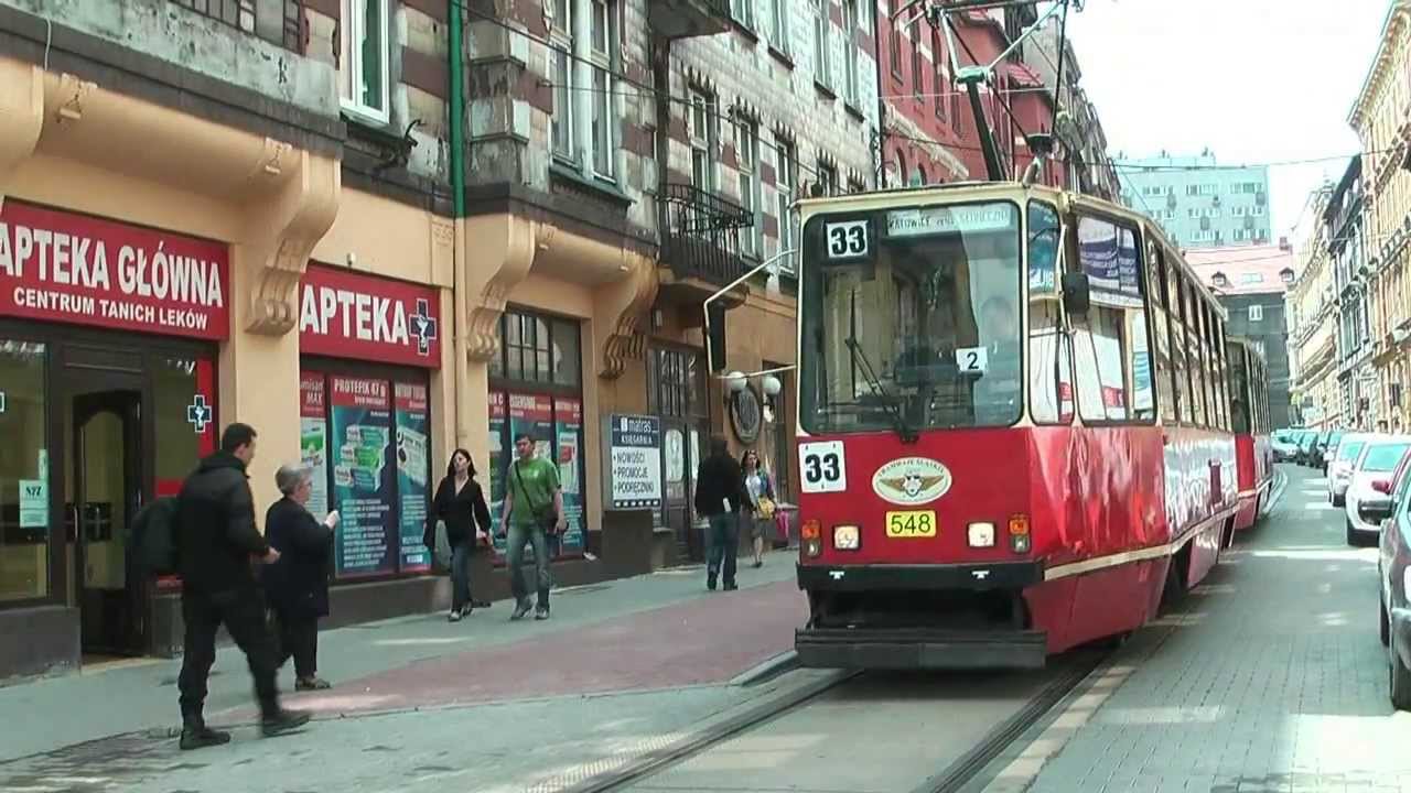 Tramwaje na ulicy Moniuszki i Jagiellońskiej w Bytomiu