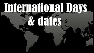 International Days International Days List National Days Important Days World Important Days