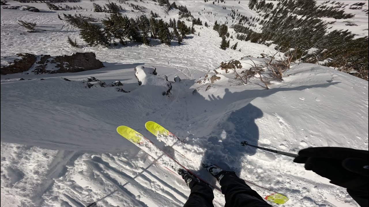 high speed chutes and cliffs on an april pow day at kirkwood