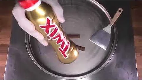 TWIX Ice Cream Rolls | fried Thailand rolled ice cream with TWIX Chocolate Bar | Satisfying ASMR