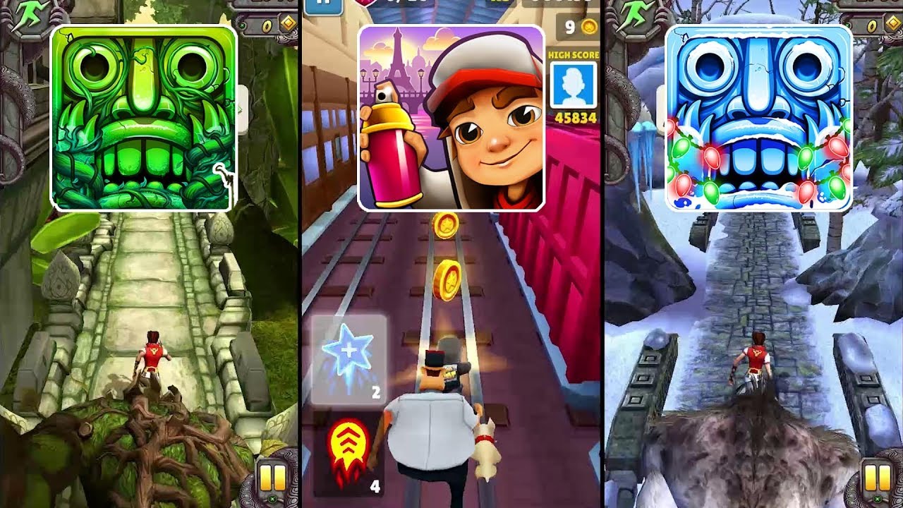 Temple Run 2 Lost Jungle Vs Subway Surfers Paris Vs Temple Run 2 Frozen ...