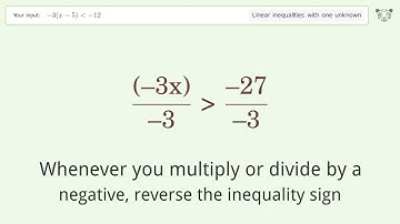 Solving Linear Inequalities: -3(x-5) is Smaller Than -12