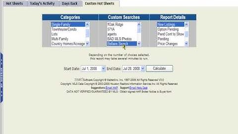 TEMPO MLS Hot Sheet Reports