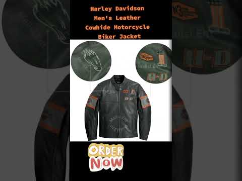 Harley Davidson Screaming Eagle Men's Leather Cowhide Motorcycle Biker Jacket #leatherjacket#leather