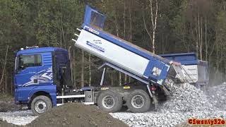 4K| MAN TGX 26 580 & 2x Volvo FH 540 Dump Trucks Tipping Their Loads