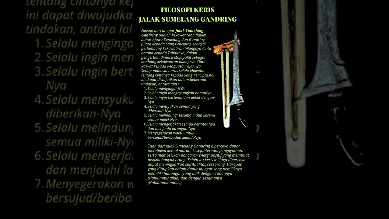 Filosofi keris jalak sumelang gandring