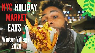 CHRISTMAS Eats  in NYC| WINTER VILLAGE  HOLIDAY Market| 2020 Food Tour (Bryant Park)