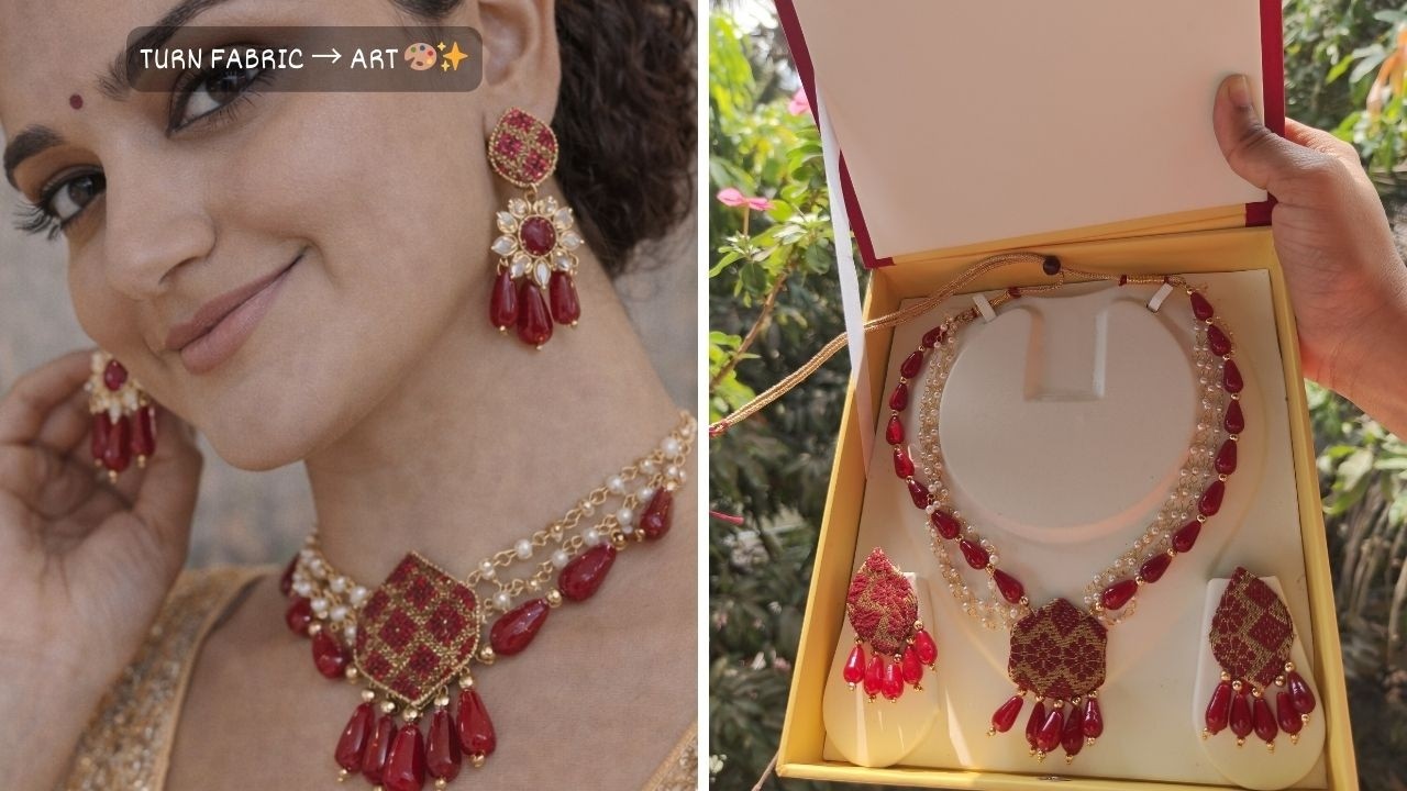 Fabric jewellery making at home | DIY necklace making at home | How to make choker necklace set home