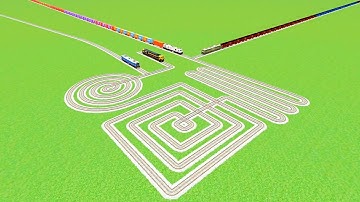 💖TRAINS CROSSIN CIRCLES WITH SQUARE ROUND 360°DEGREE🐍RAILROAD RAILWORK BEANG DRIVE 
