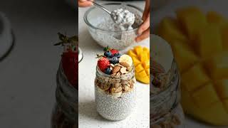 Healthy Chia Seed Pudding 🫐🥭 | Easy Overnight Breakfast Recipe #shorts #food #recipe #cooking