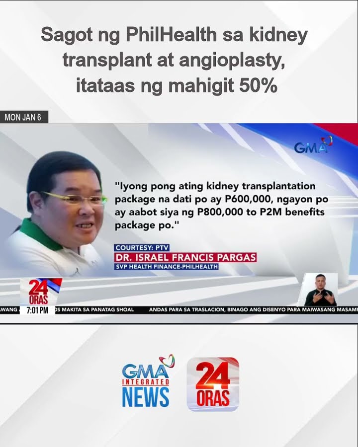 Sagot ng PhilHealth sa kidney transplant at angioplasty, itataas ng mahigit 50% | 24 Oras