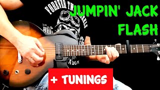 JUMPIN' JACK FLASH - intro + verse + chorus guitar lesson and TUNINGS - The Rolling Stones