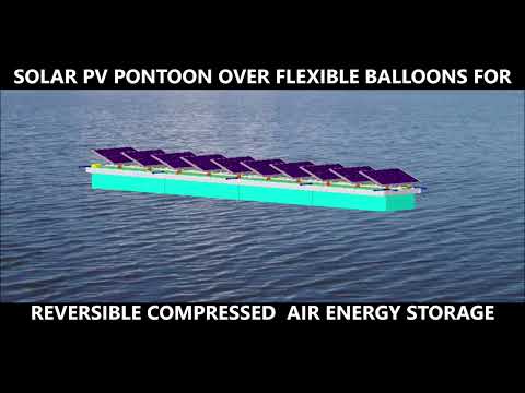 EPSYSTEMS.net Solar PV pontoon over flexible under water balloons for compressed air energy storage