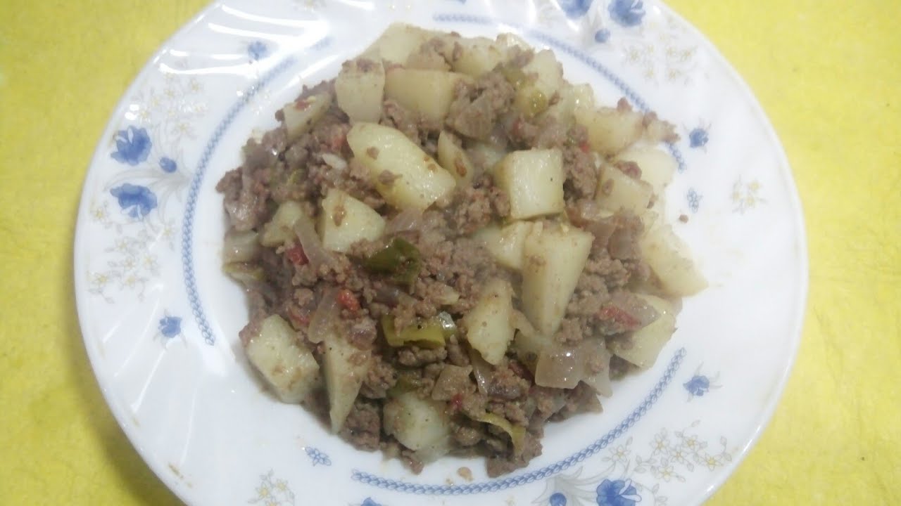 يلا نعمل غدا سريع وطريقة اللحمة المفرومة بمكعبات البطاطس والطماطم والفلفل و متنسوش الاشتراك