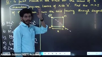 Four point masses, each of mass m are fixed at the corners of a square of side a.