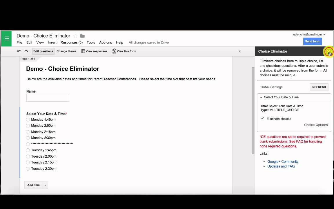 Google Forms Choice Eliminator YouTube