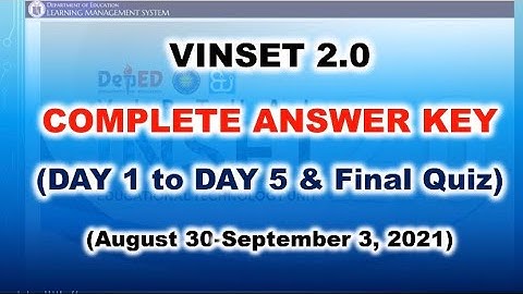 VINSET 2.0 || ANSWER KEY || DAY 1-5 AND FINAL QUIZ || COMPLETE
