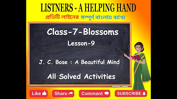 J.C. Bose : A Beautiful Mind // All Solved Activities // Class 7 // Lesson 9 #jcbose #activity