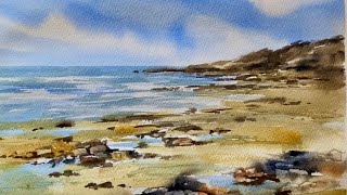 BEGINNERS WATERCOLOR TUTORIAL: Paint A SCOTTISH BEACH, Loose Watercolour Seascape Landscape Painting
