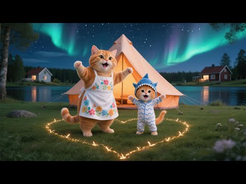 Ginger Kitten Sees The Aurora For The First Time With Mama Cat In Sweden 🌌🐱🐾