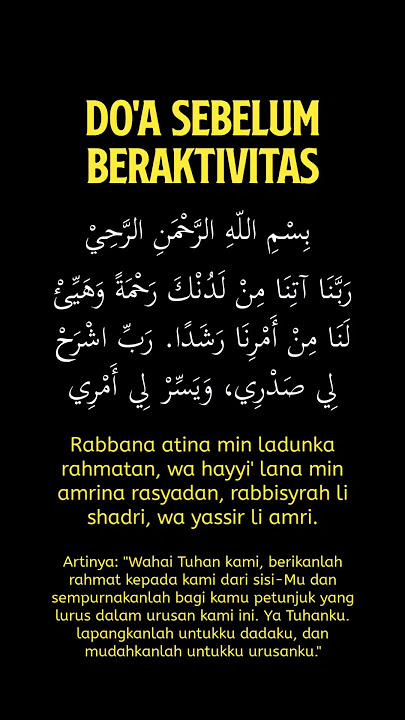 Doa Sebelum Beraktivitas #doa #doaseharihari