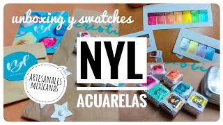 eng sub: NYL acuarelas: unboxing y swatches | set verano/bonita | handmade watercolor