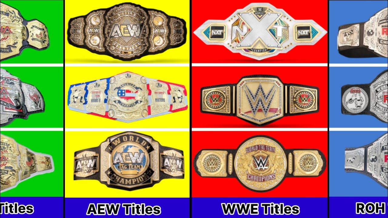 All Wrestling Promotions Championships in The World | WWE, AEW, IGPW, ROH, NJPW, TNA...