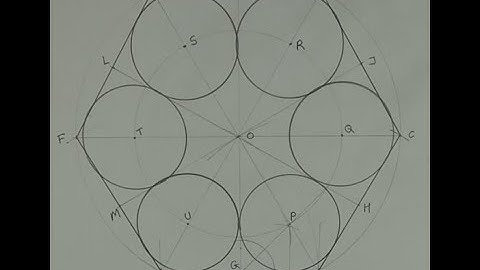 How to draw six equal circles in a hexagon touching two sides of the hexagon and other two circles.