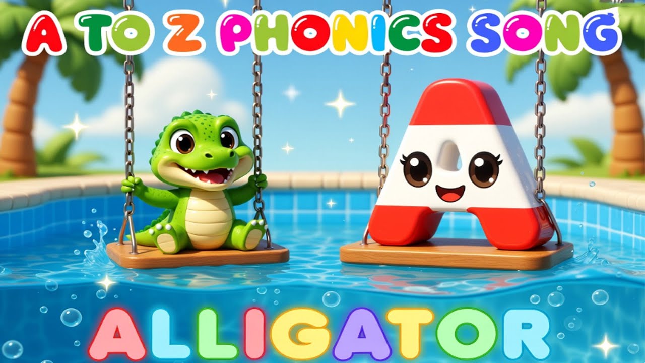 A to Z Alphabet Phonics | Swing + Pool Fun Cartoon Learning | Tiny Star