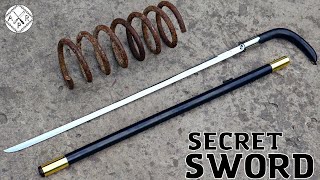 Forging A Secret Cane Sword Out Of A Rusted Coil Spring