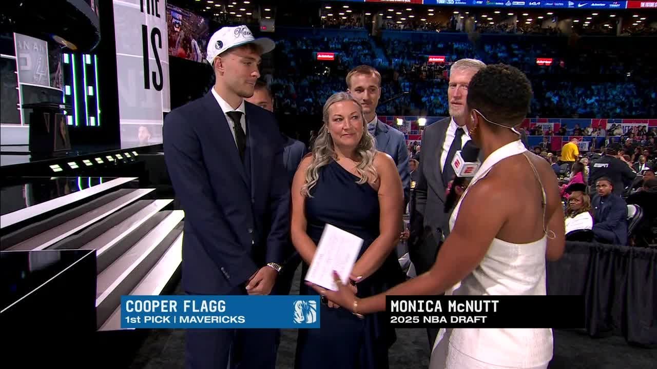 Cooper Flagg reacts to getting drafted No. 1 overall by the Dallas Mavericks | 2025 NBA Draft