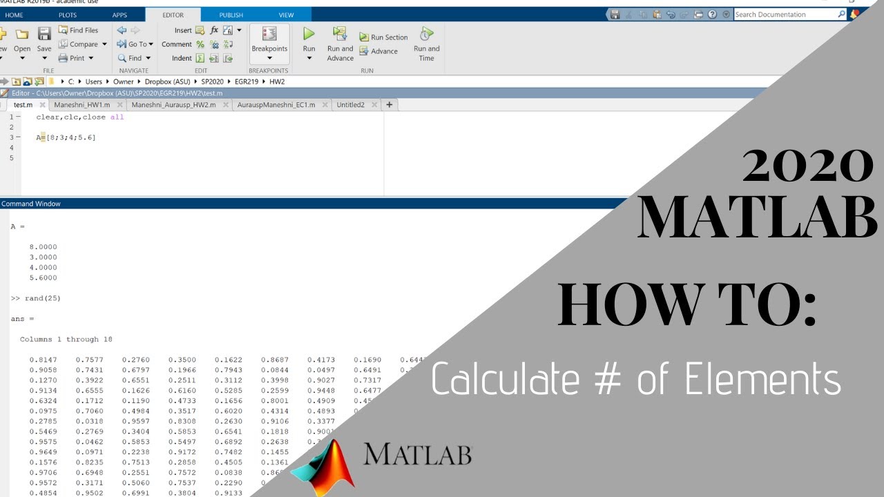 How To Calculate The Number Of Elements Inside A Matrix Matlab 2020