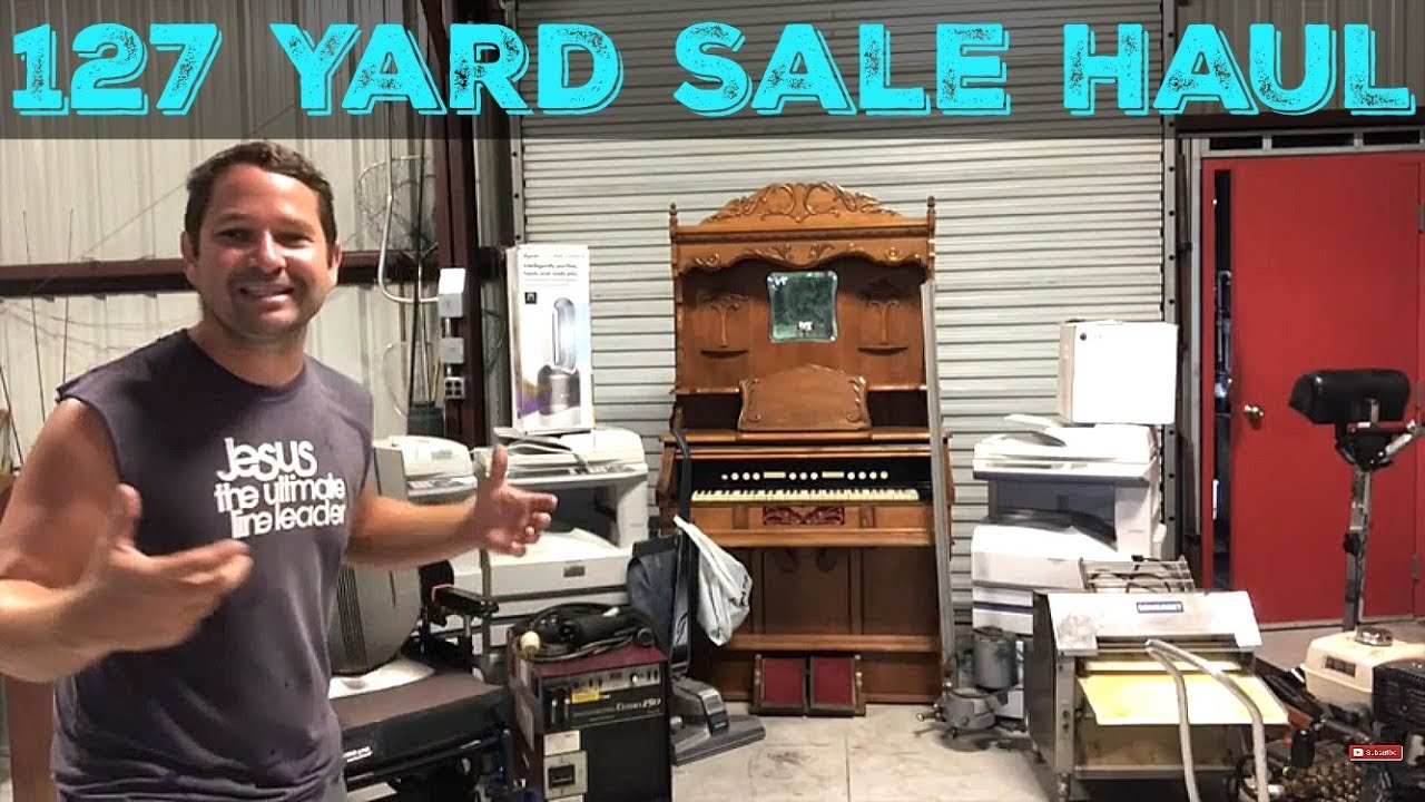 Unloading Our 127 Yard Sale Haul - YouTube