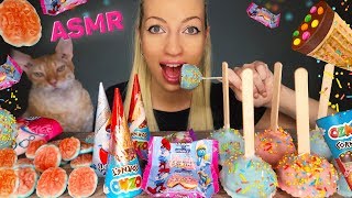 ASMR EATING CHOCOLATE CAKE POPS, GUMMY BRAIN, BONART PIE (먹방 MUKBANG, JELLY CANDY) NO TALKING